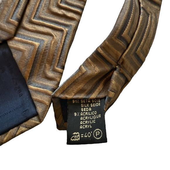 Ermenegildo Zegna Tie Necktie Textured Geometric Metallic Color Shift Bronze - Picture 5 of 9